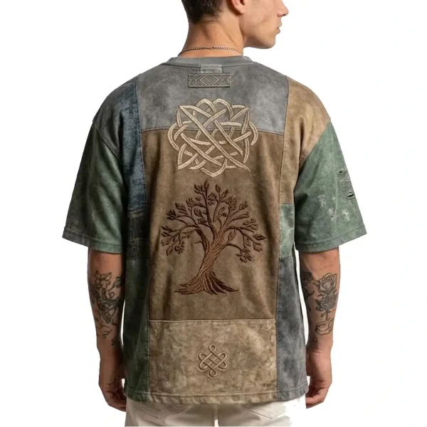aFetch Tree of Life Celtic Knot Distressed Oversized T-Shirt Back
