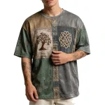 aFetch Tree of Life Celtic Knot Distressed Oversized T-Shirt Front