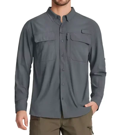 aFetch Utility Pockets Comfortable Fit Shirt Dark Grey