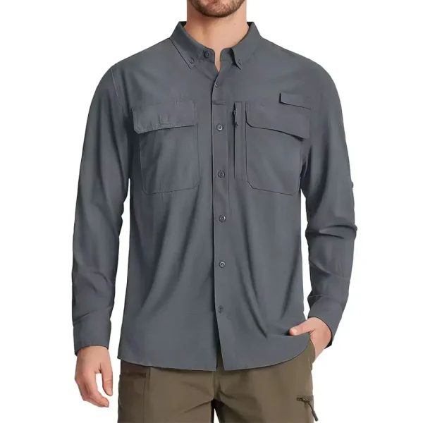 aFetch Utility Pockets Comfortable Fit Shirt Dark Grey